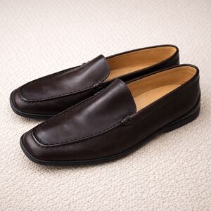 Tod’s Dark Brown Leather Loafers – Square Toe, Gommini Soles – EU 40 (US 9)